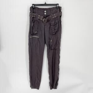 Pete & Greta By Johnny Was Women's Y2K Cupra Poplin Cargo Pants NEW Size 0 Gray